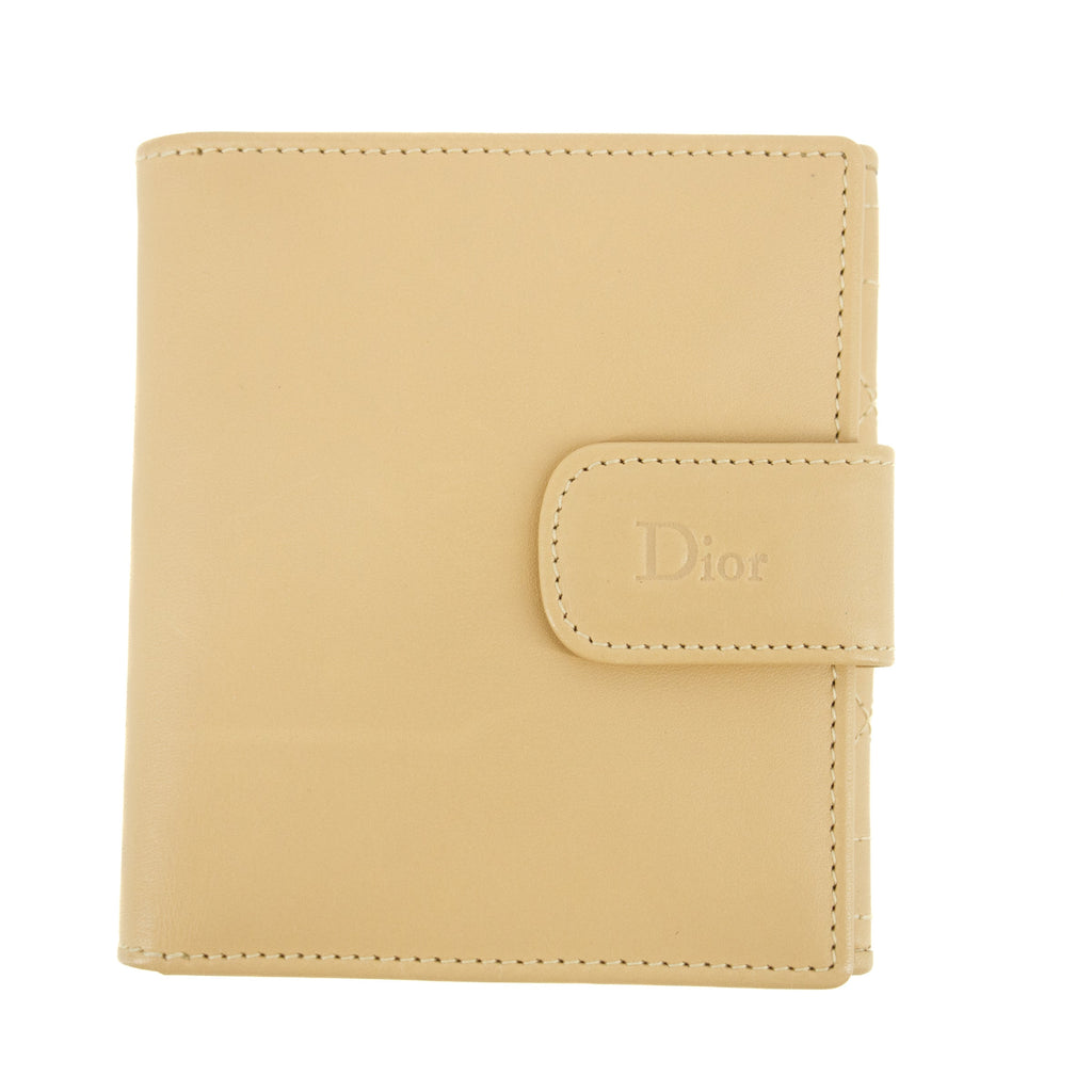 Christan Dior Biege Leather Compact Wallet #5177