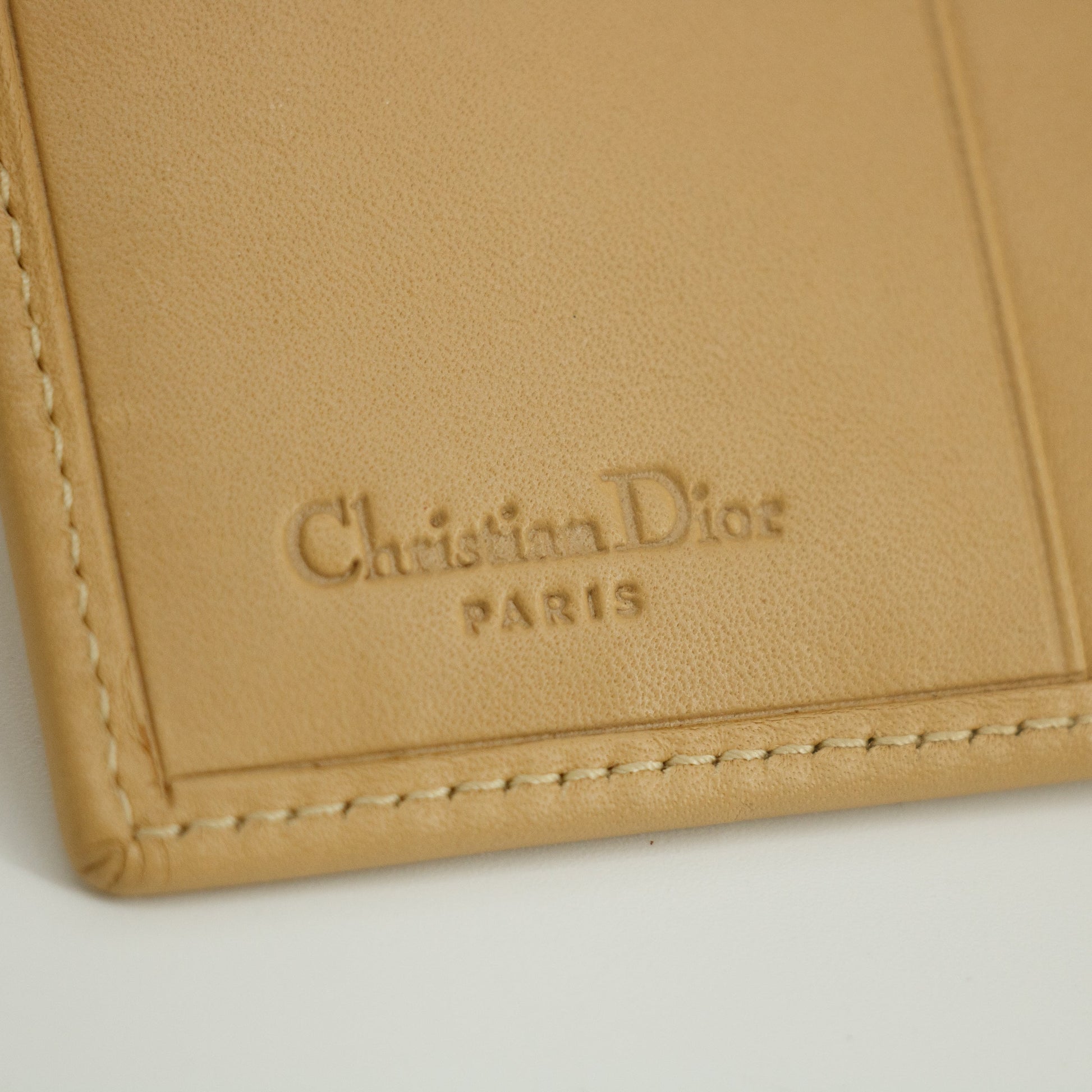 Christan Dior Biege Leather Compact Wallet #5177