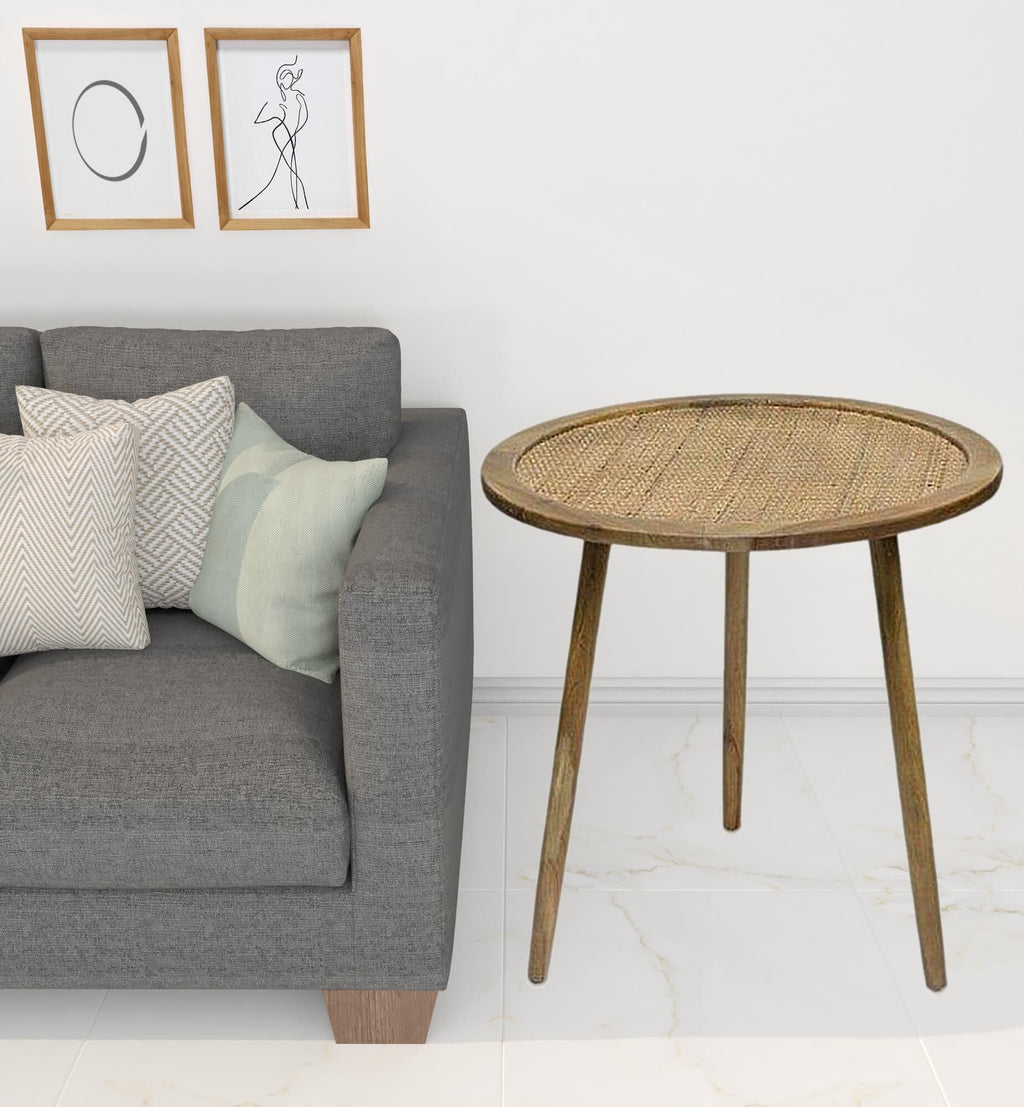 Set of Three 24" Brown Round End Tables