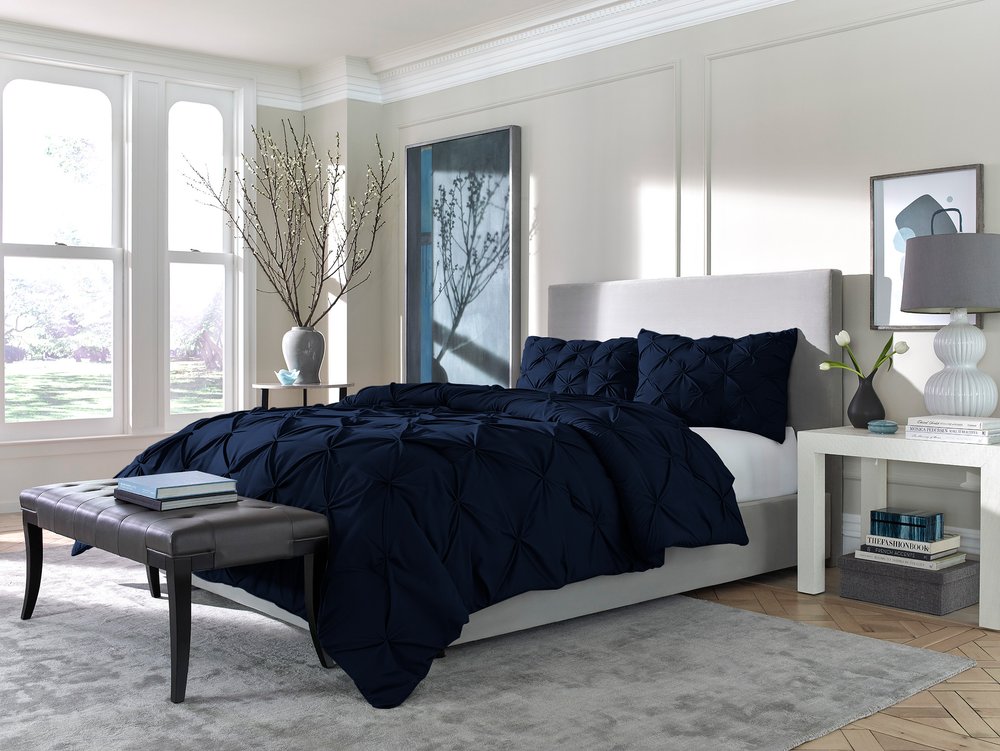 Navy Blue King Microfiber Washable Microfiber Down Alternative Comforter