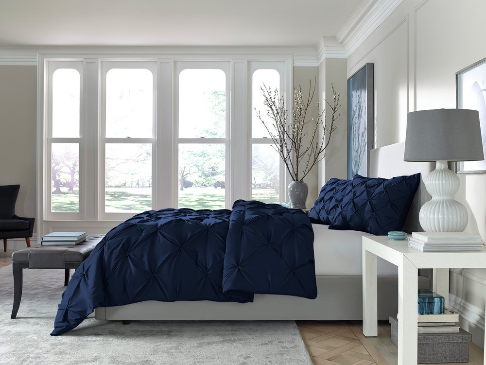 Navy Blue King Microfiber Washable Microfiber Down Alternative Comforter