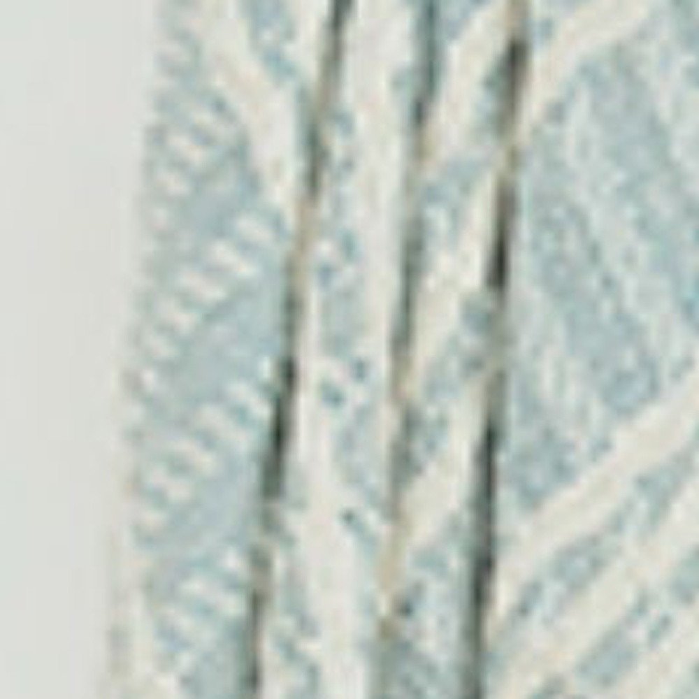50" X 60" Light Blue Cotton Woven Striped Throw Blanket with Fringe