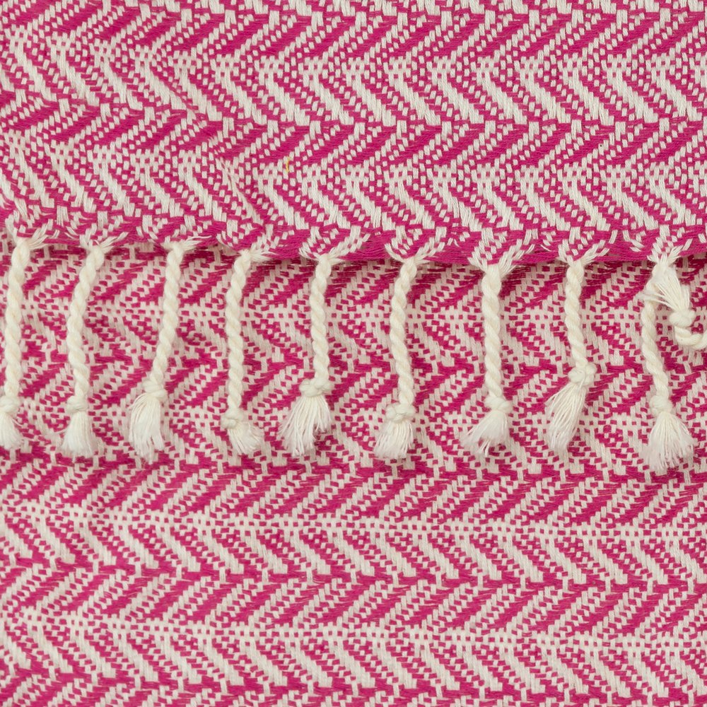 50" X 60" Hot Pink Cotton Woven Chevron Throw Blanket with Fringe