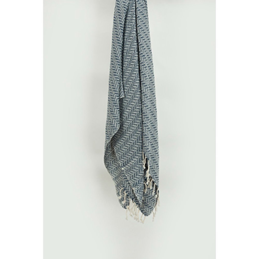 50" X 60" Gray Cotton Woven Chevron Throw Blanket with Fringe