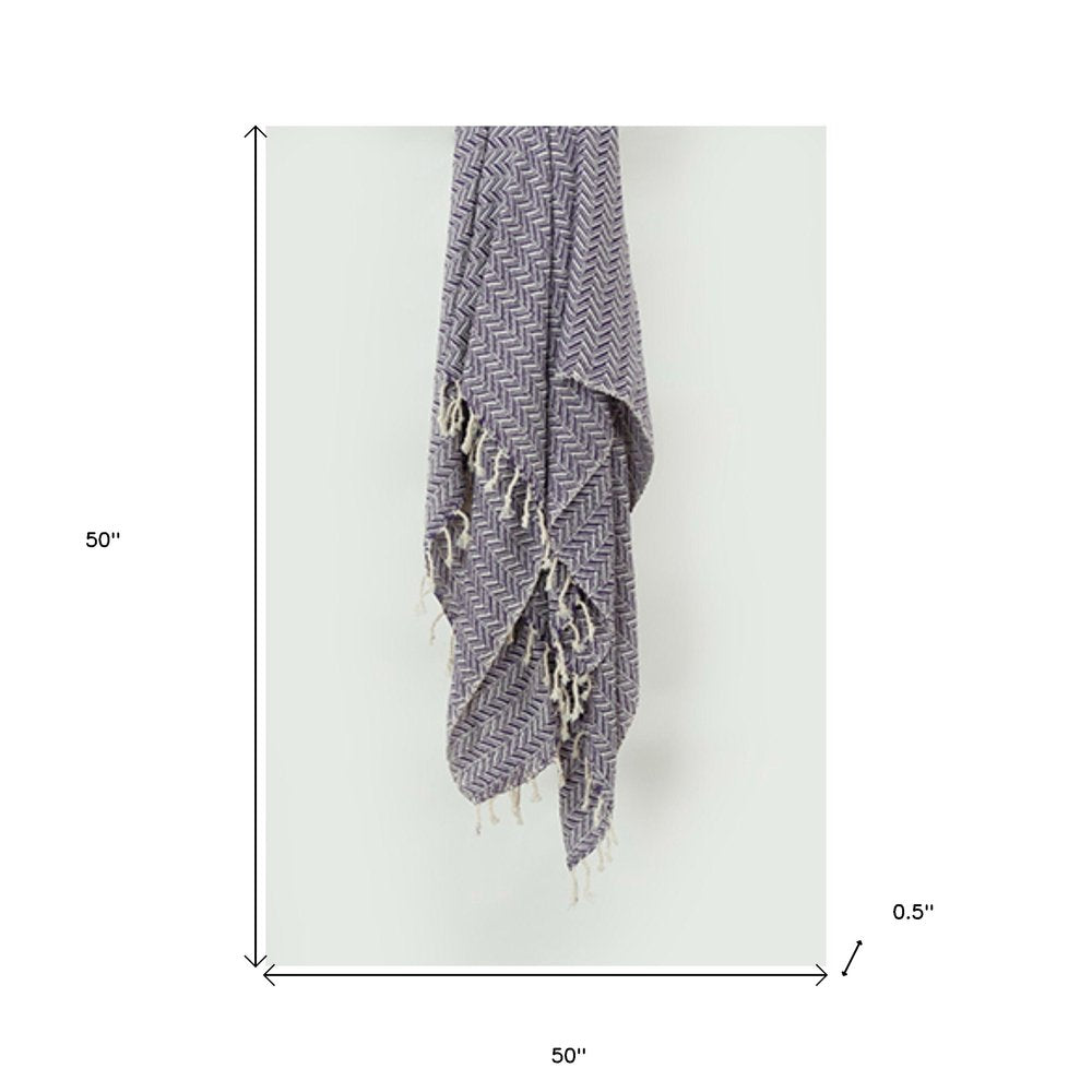 50" X 60" Purple Cotton Woven Chevron Throw Blanket with Fringe