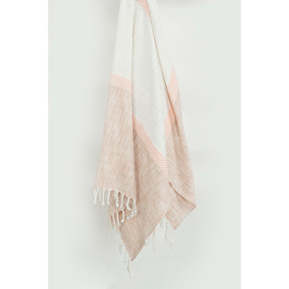 50" X 60" Blush Cotton Woven Color Block Throw Blanket with Fringe