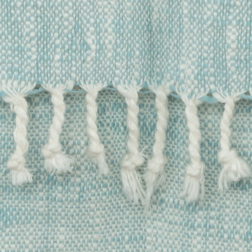 50" X 60" Blue Cotton Woven Color Block Throw Blanket with Fringe