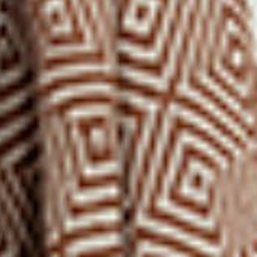 50" X 60" Brown Cotton Woven Geometric Throw Blanket with Fringe