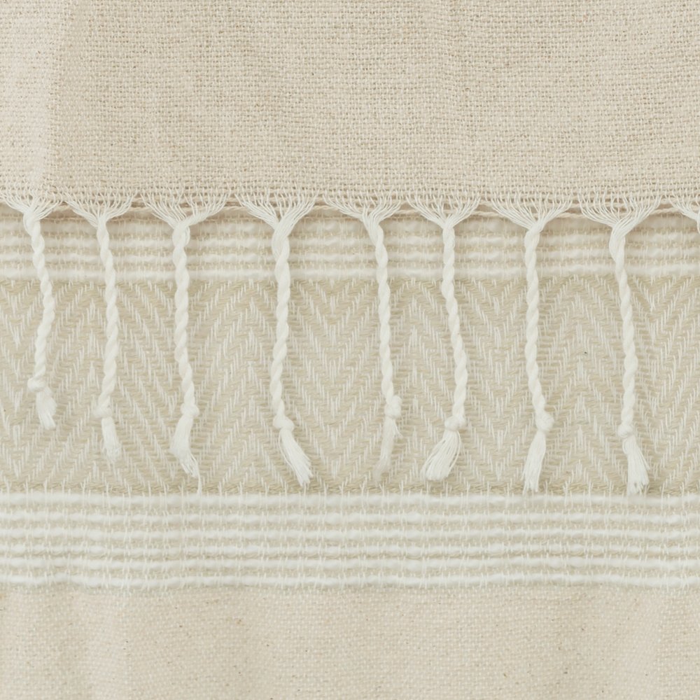 50" X 60" Natural Cotton Woven Striped Throw Blanket with Fringe