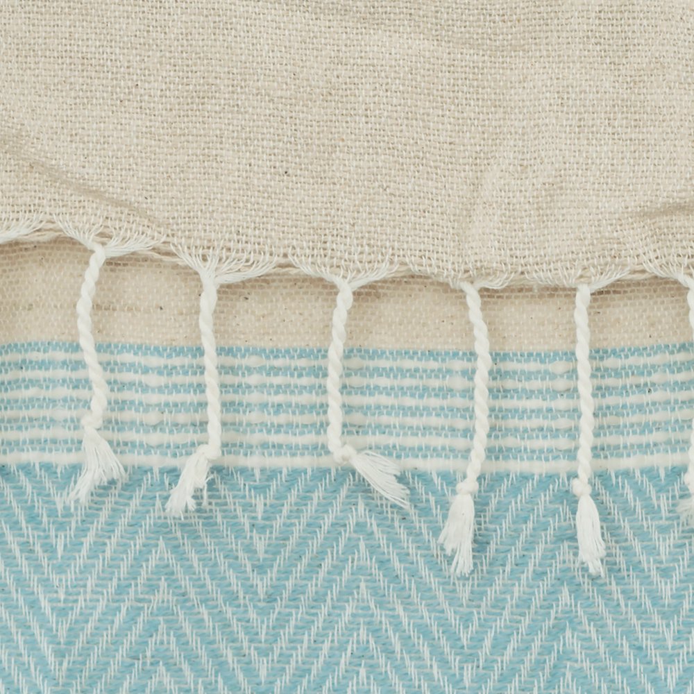50" X 60" Aqua Cotton Woven Striped Throw Blanket with Fringe