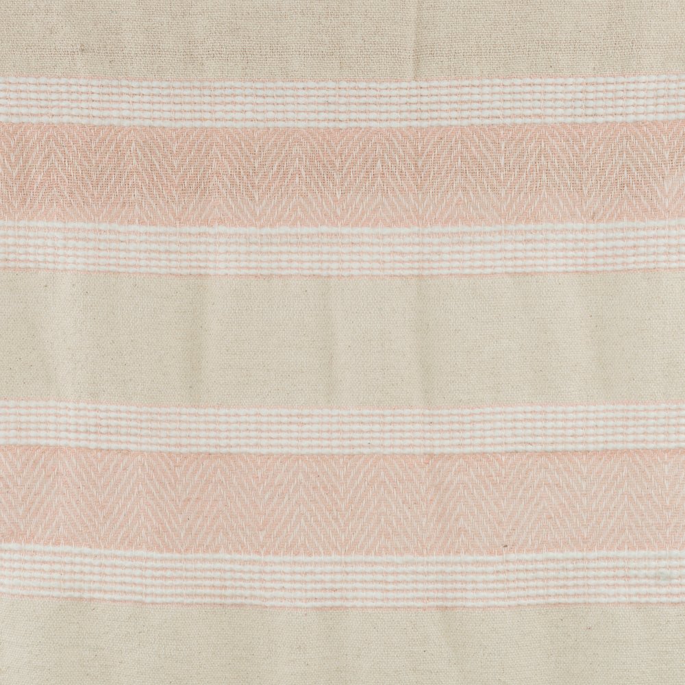 50" X 60" Beige And Pink Cotton Woven Striped Throw Blanket with Fringe