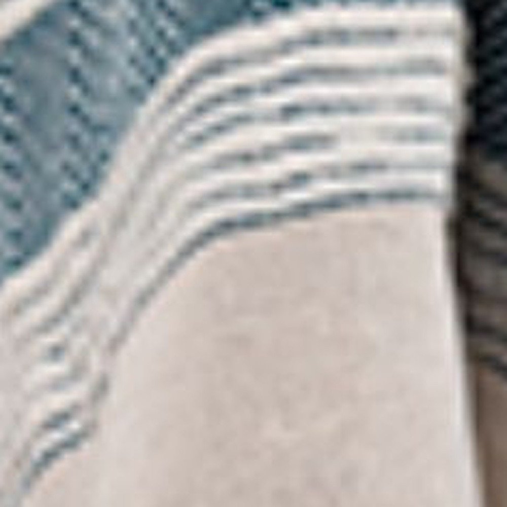50" X 60" Teal And Blue Cotton Woven Striped Throw Blanket with Fringe