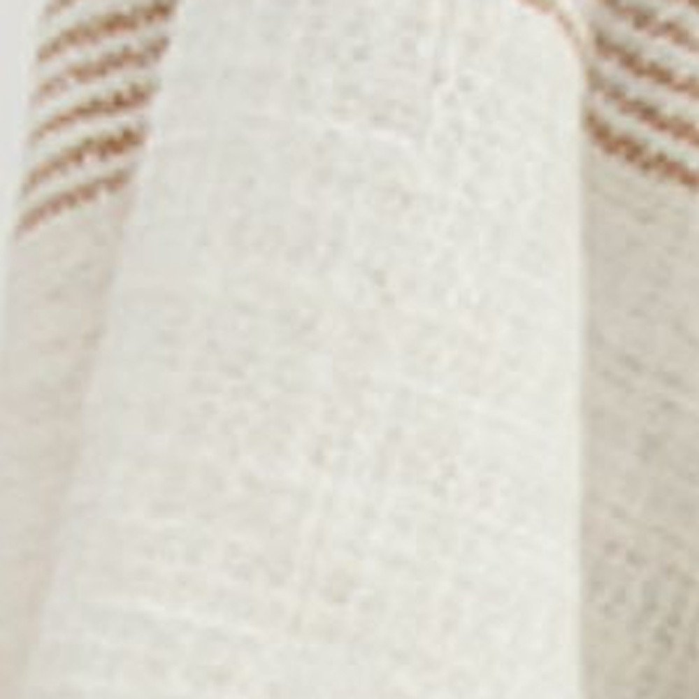 50" X 60" Ivory Cotton Woven Striped Throw Blanket with Fringe
