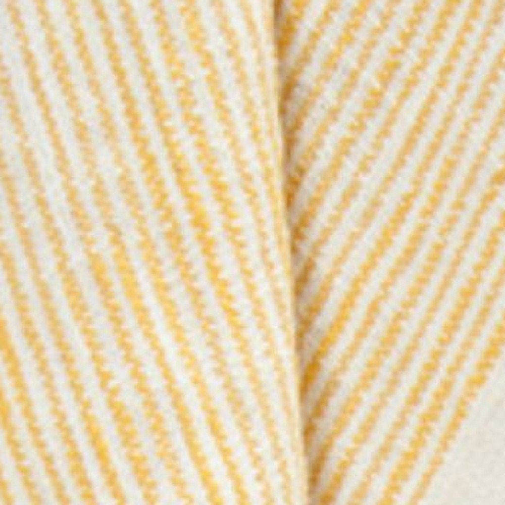 50" X 60" Yellow And Ivory Cotton Woven Striped Throw Blanket with Fringe