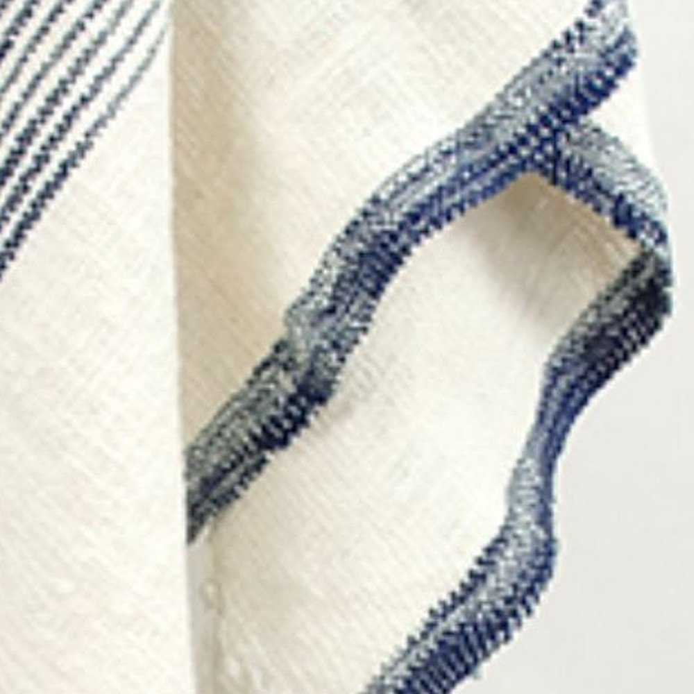 50" X 60" Blue And Ivory Cotton Woven Striped Throw Blanket with Fringe