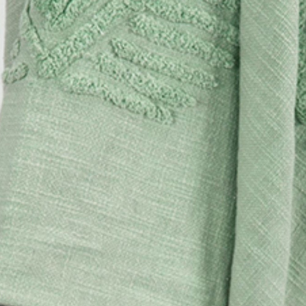 50" X 60" Green Cotton Woven Ikat Throw Blanket with Tassels