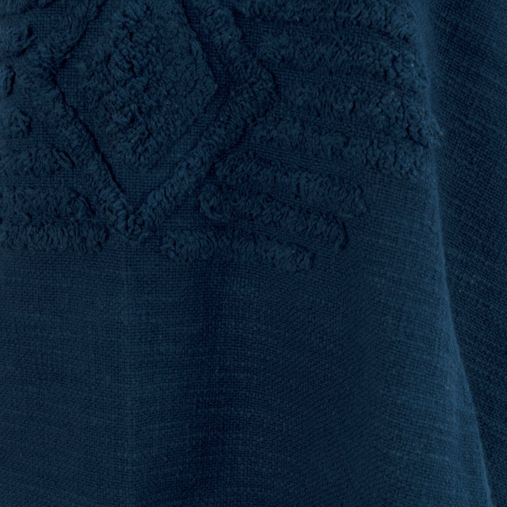 50" X 60" Blue Cotton Woven Ikat Throw Blanket with Tassels