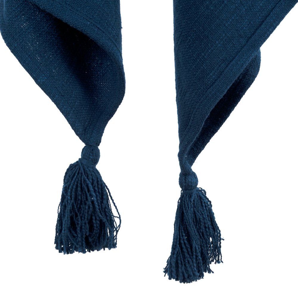 50" X 60" Blue Cotton Woven Ikat Throw Blanket with Tassels