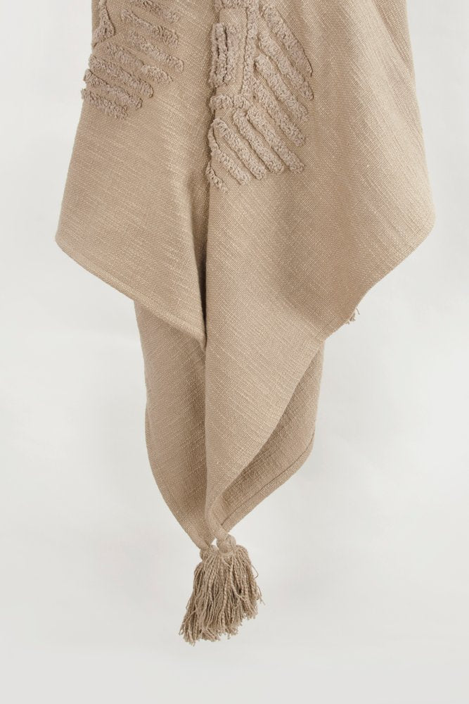 50" X 60" Brown Cotton Woven Ikat Throw Blanket with Tassels