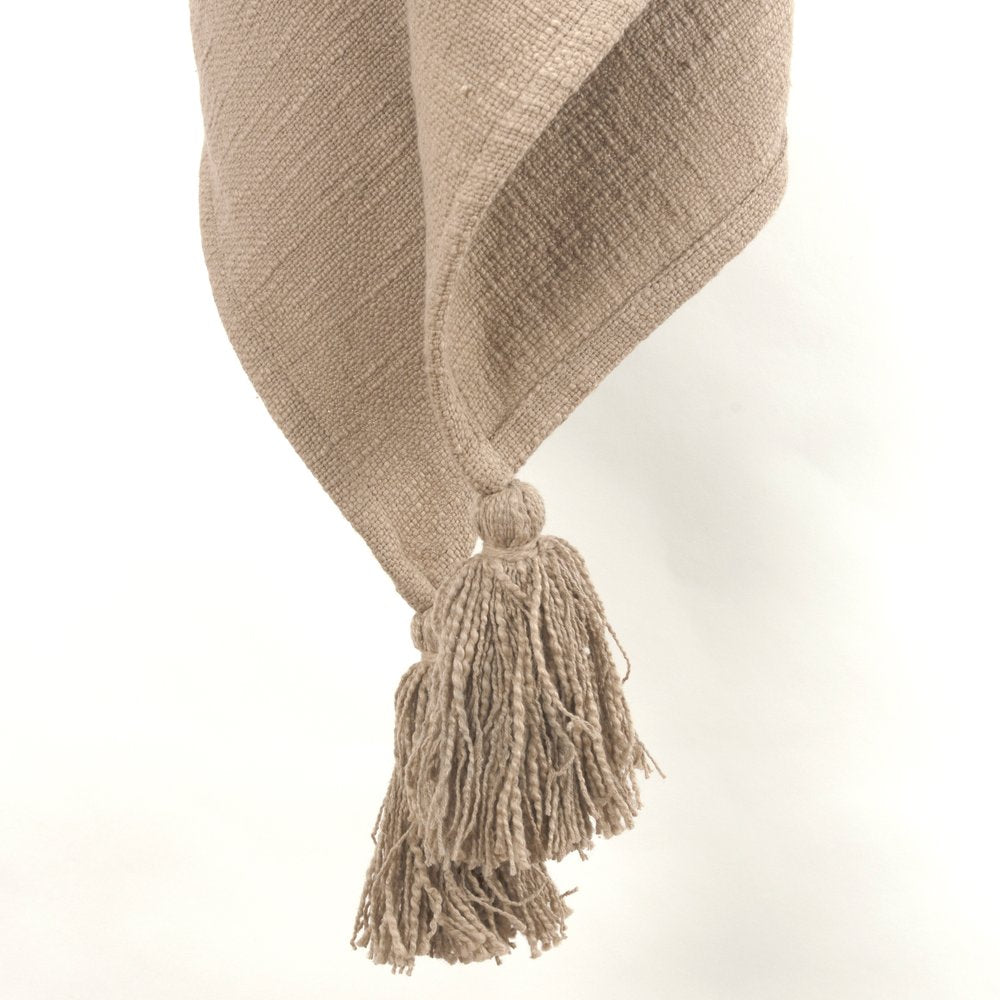 50" X 60" Brown Cotton Woven Ikat Throw Blanket with Tassels