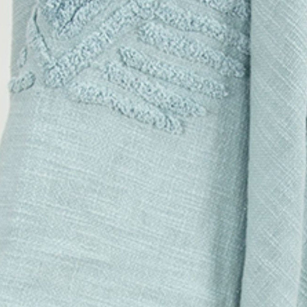 50" X 60" Aqua Cotton Woven Ikat Throw Blanket with Tassels
