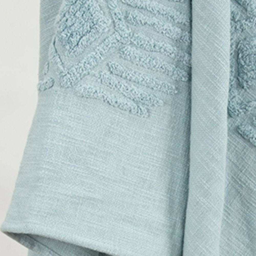 50" X 60" Aqua Cotton Woven Ikat Throw Blanket with Tassels