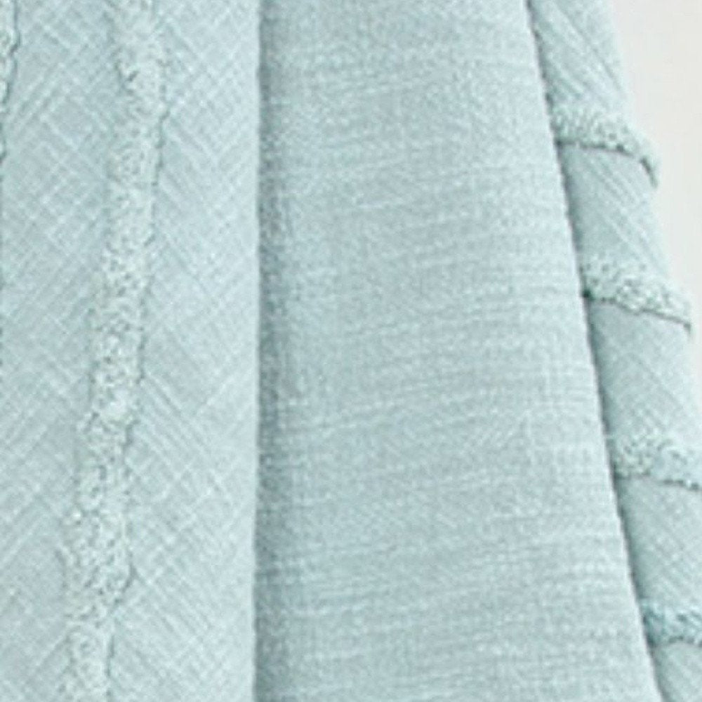 50" X 60" Aqua Cotton Woven Geometric Throw Blanket with Tassels