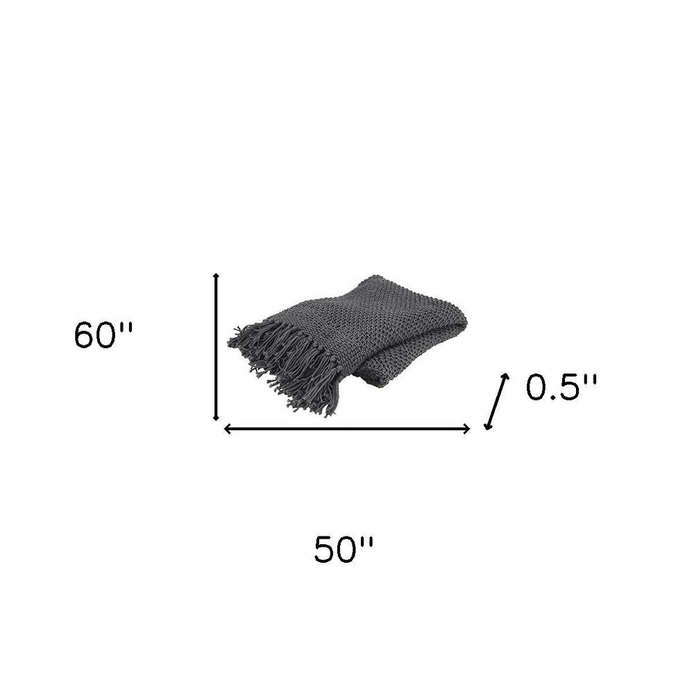 50" X 60" Gray Cotton Woven Throw Blanket