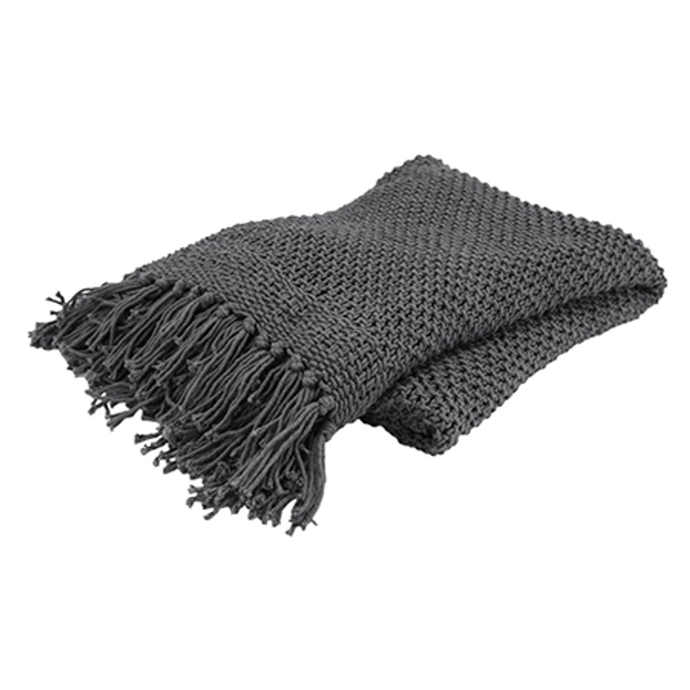 50" X 60" Gray Cotton Woven Throw Blanket
