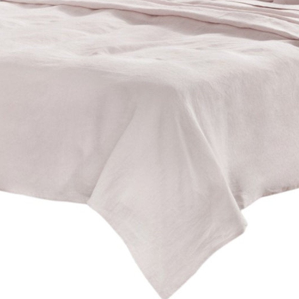 Four Piece Light Pink Linen Twin Sheet Set