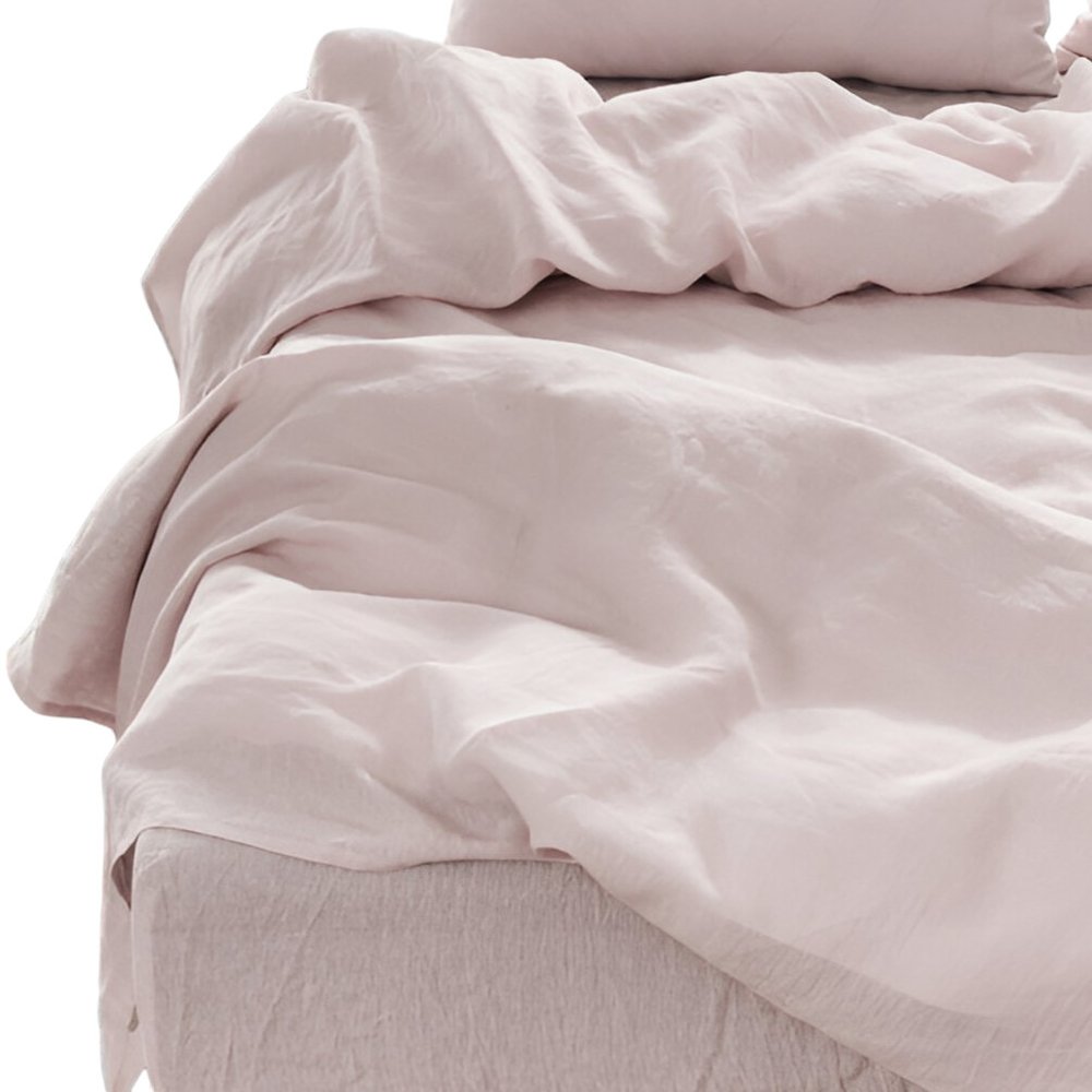 Four Piece Light Pink Linen Twin Sheet Set