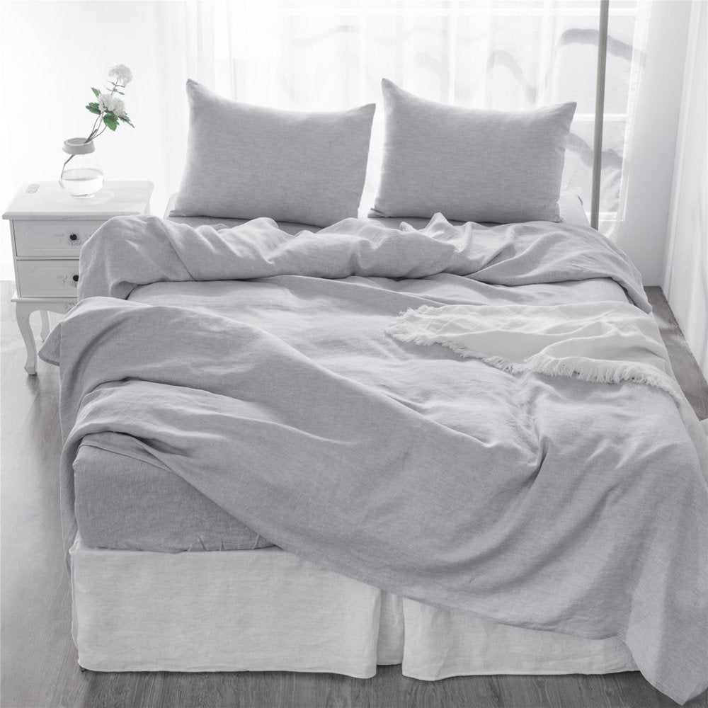 Four Piece Light Pink Linen Twin Sheet Set