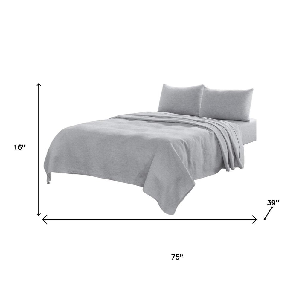 Four Piece Light Pink Linen Twin Sheet Set