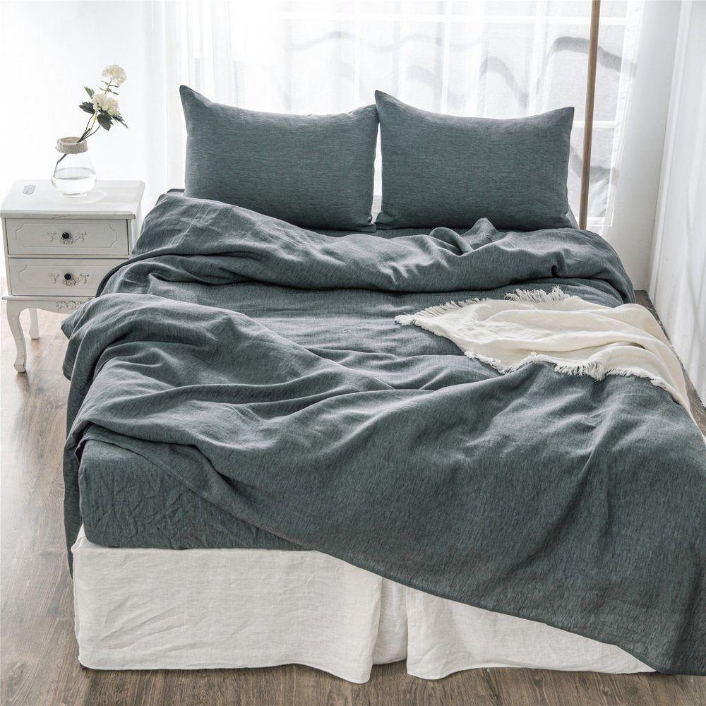 Four Piece Light Pink Linen Twin Sheet Set