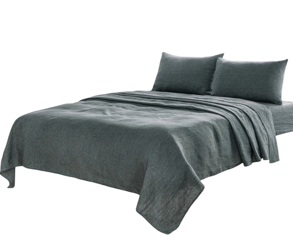Four Piece Light Pink Linen Twin Sheet Set