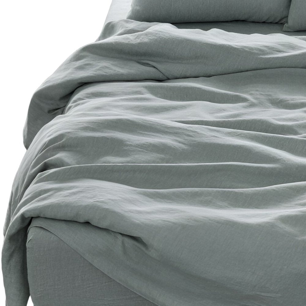 Four Piece Light Gray Linen King Sheet Set
