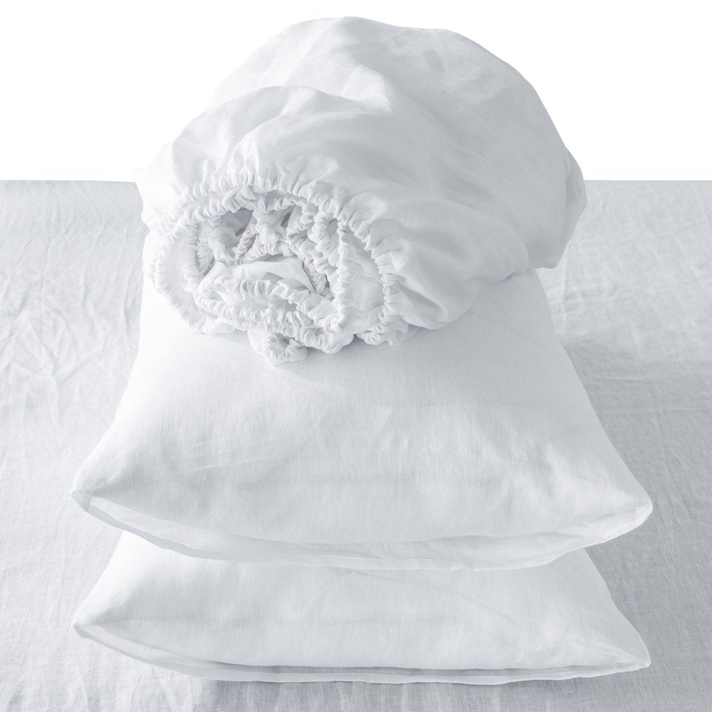 Four Piece Light Pink Linen Twin Sheet Set