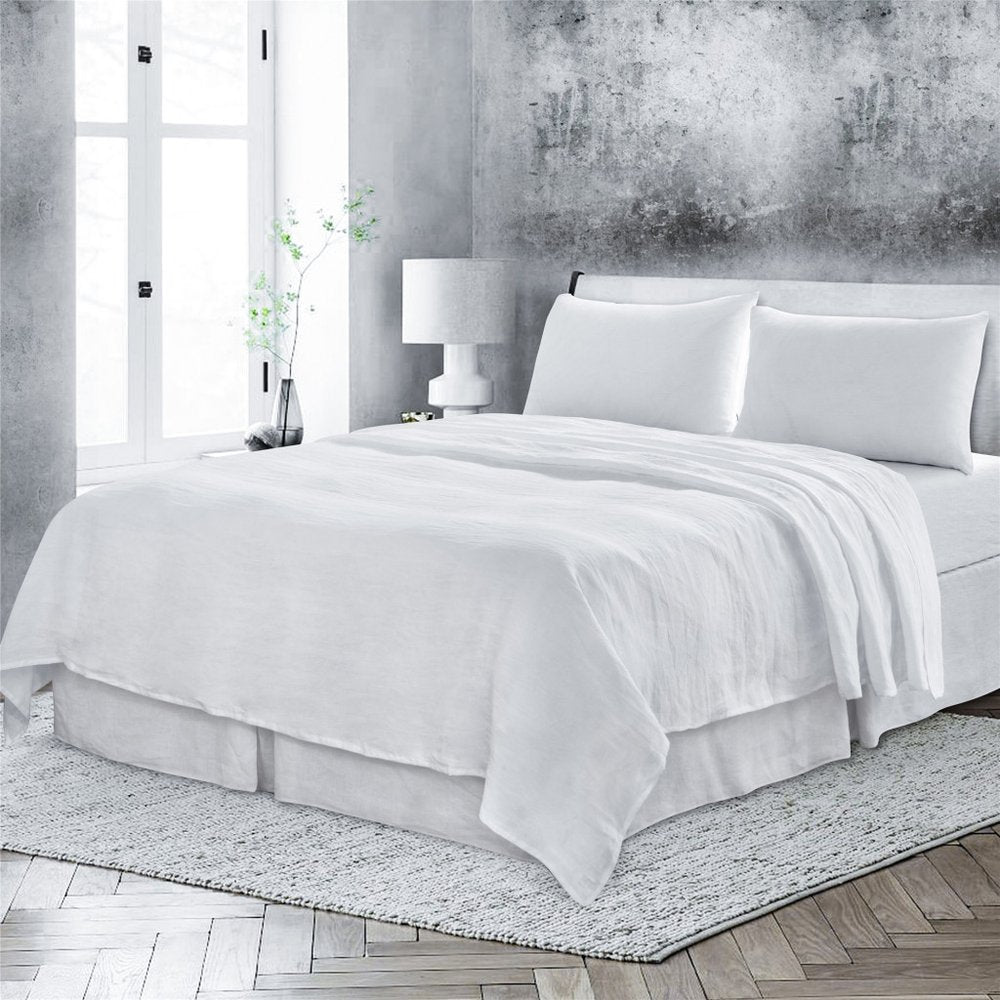 Four Piece Light Pink Linen Twin Sheet Set