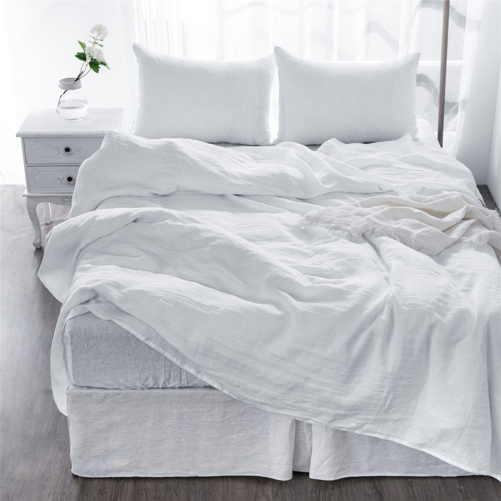 Four Piece Light Pink Linen Twin Sheet Set