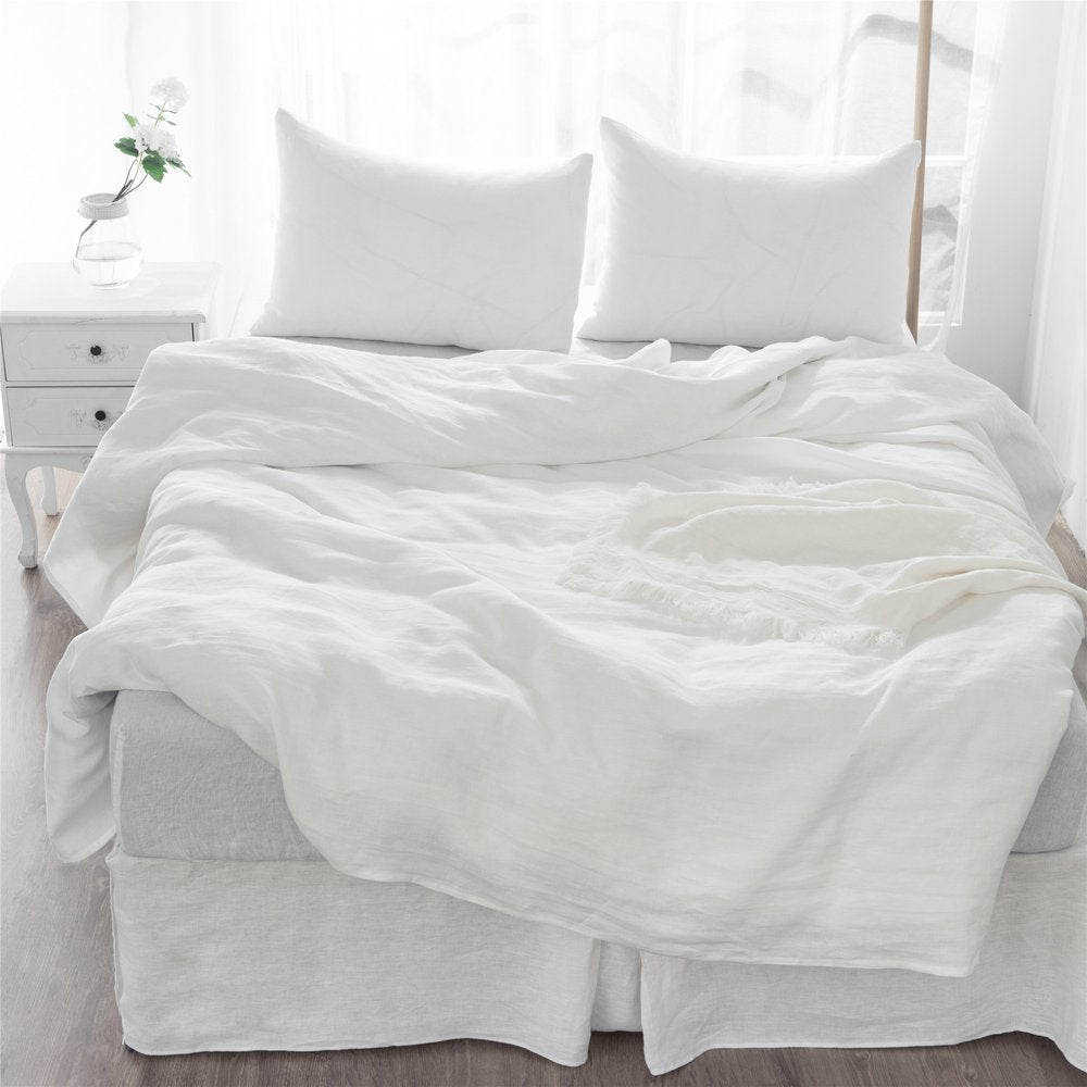 Four Piece Light Pink Linen Twin Sheet Set