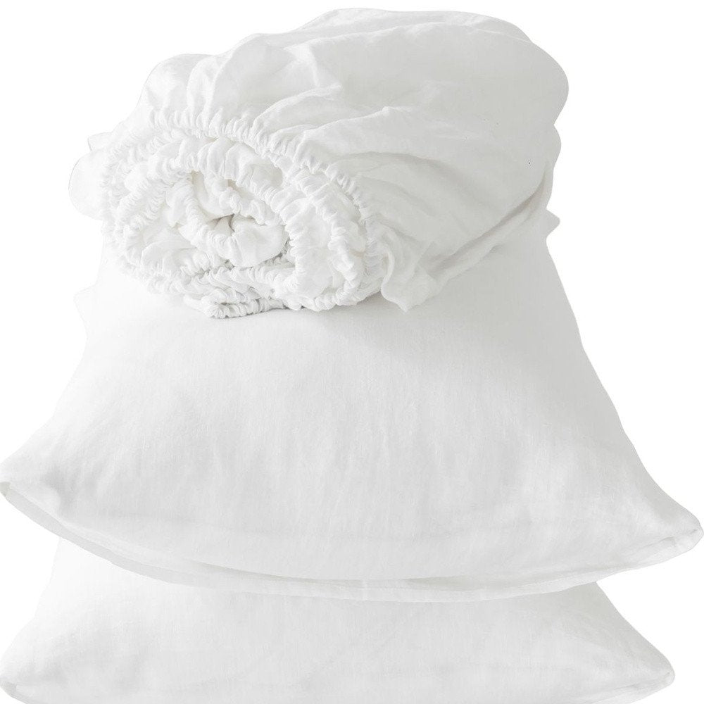 Four Piece Light Gray Linen King Sheet Set