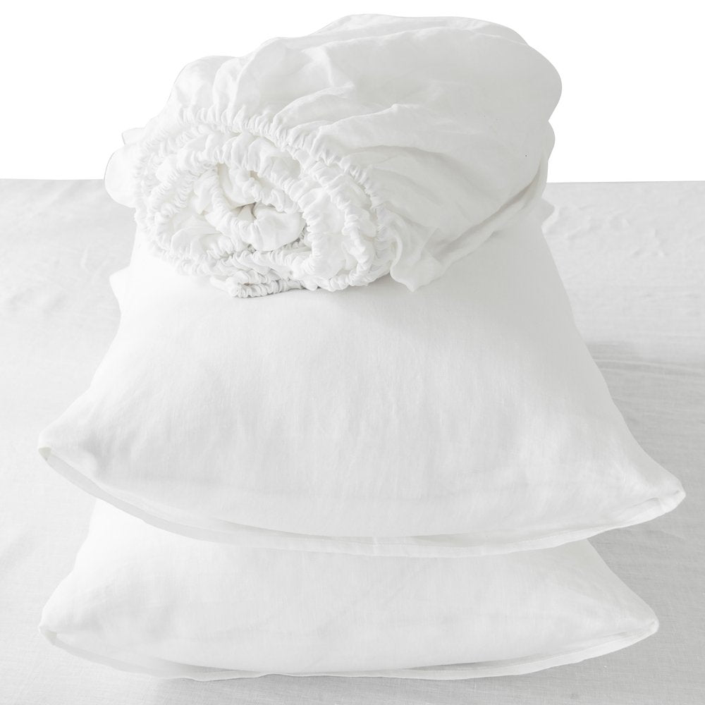 Four Piece Light Gray Linen King Sheet Set