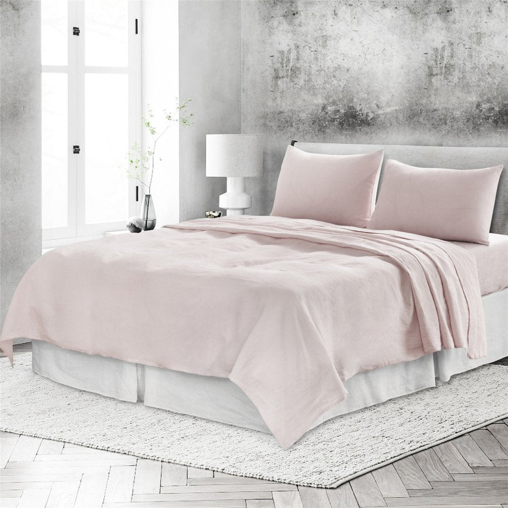 Light Pink Linen King Flat Sheet