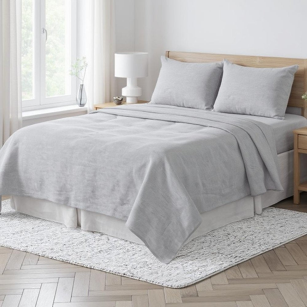Light Pink Linen Twin Flat Sheet