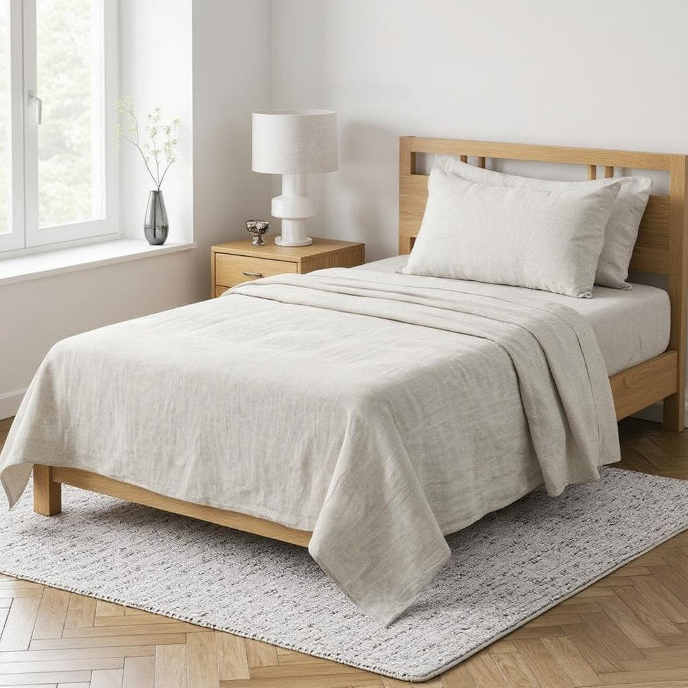 Light Pink Linen Twin Flat Sheet