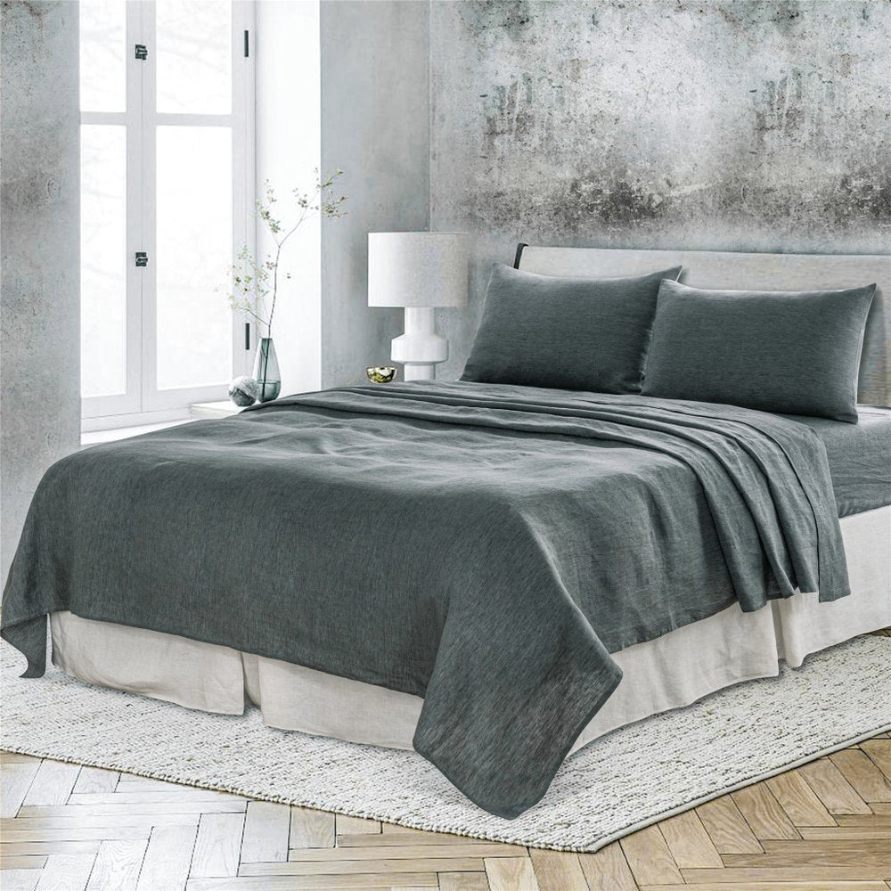 Light Pink Linen King Flat Sheet