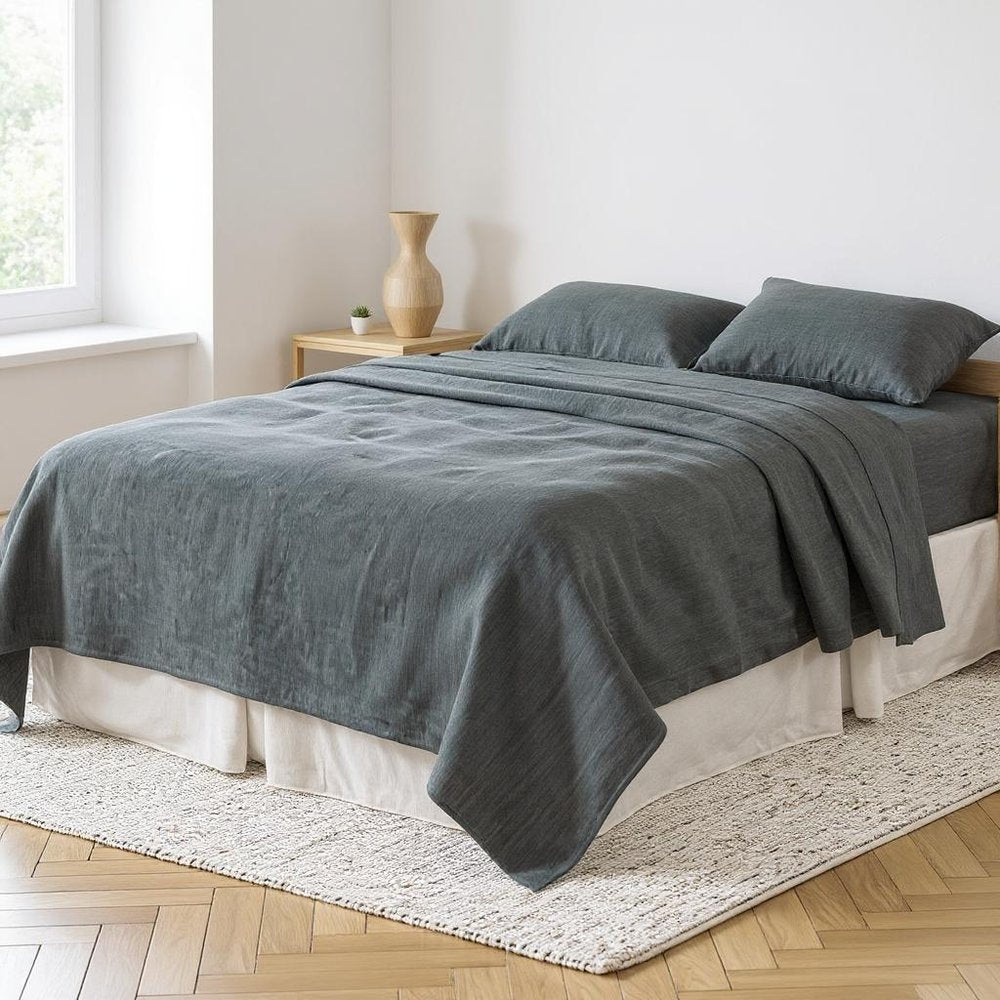 Light Pink Linen King Flat Sheet