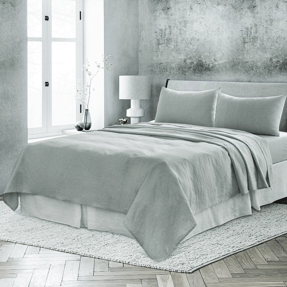 Light Pink Linen Twin Flat Sheet