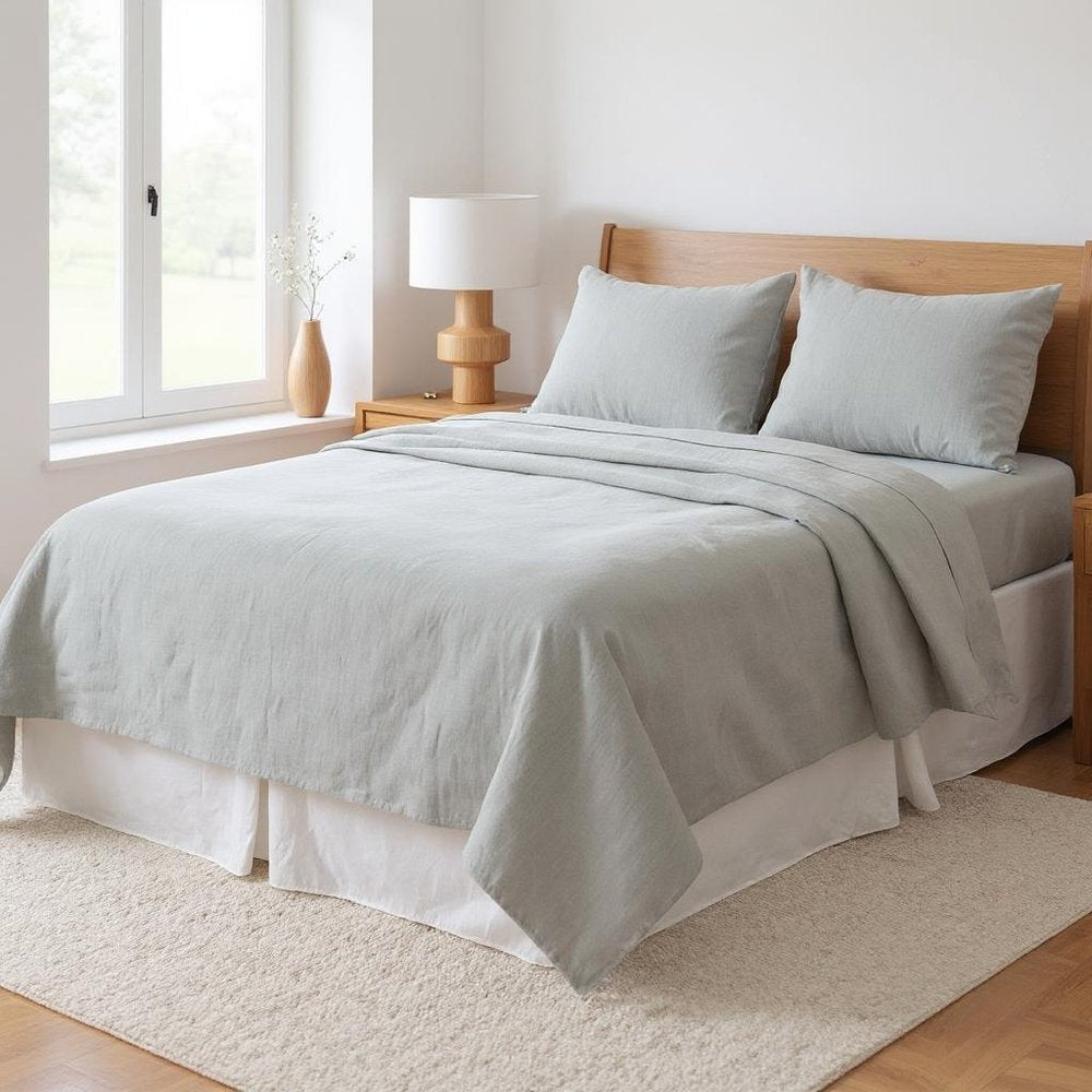 Light Pink Linen Twin Flat Sheet