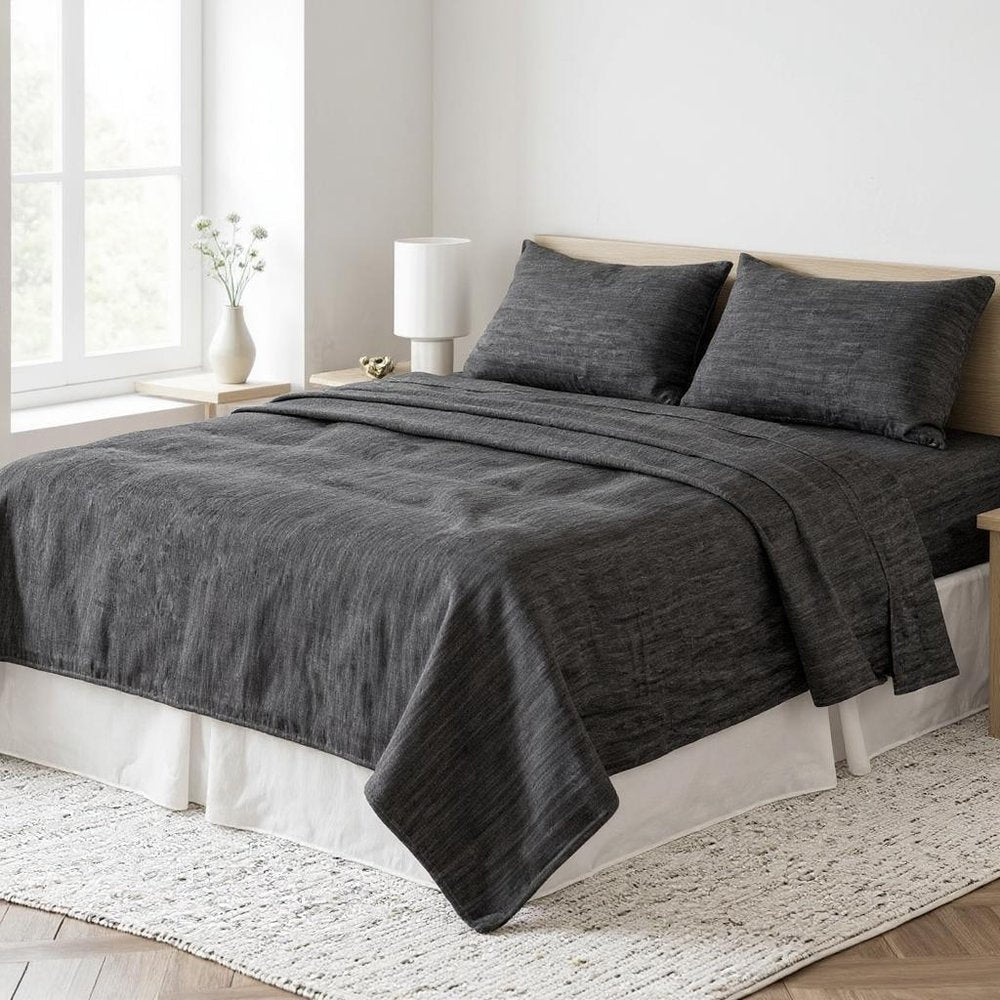 Light Pink Linen King Flat Sheet